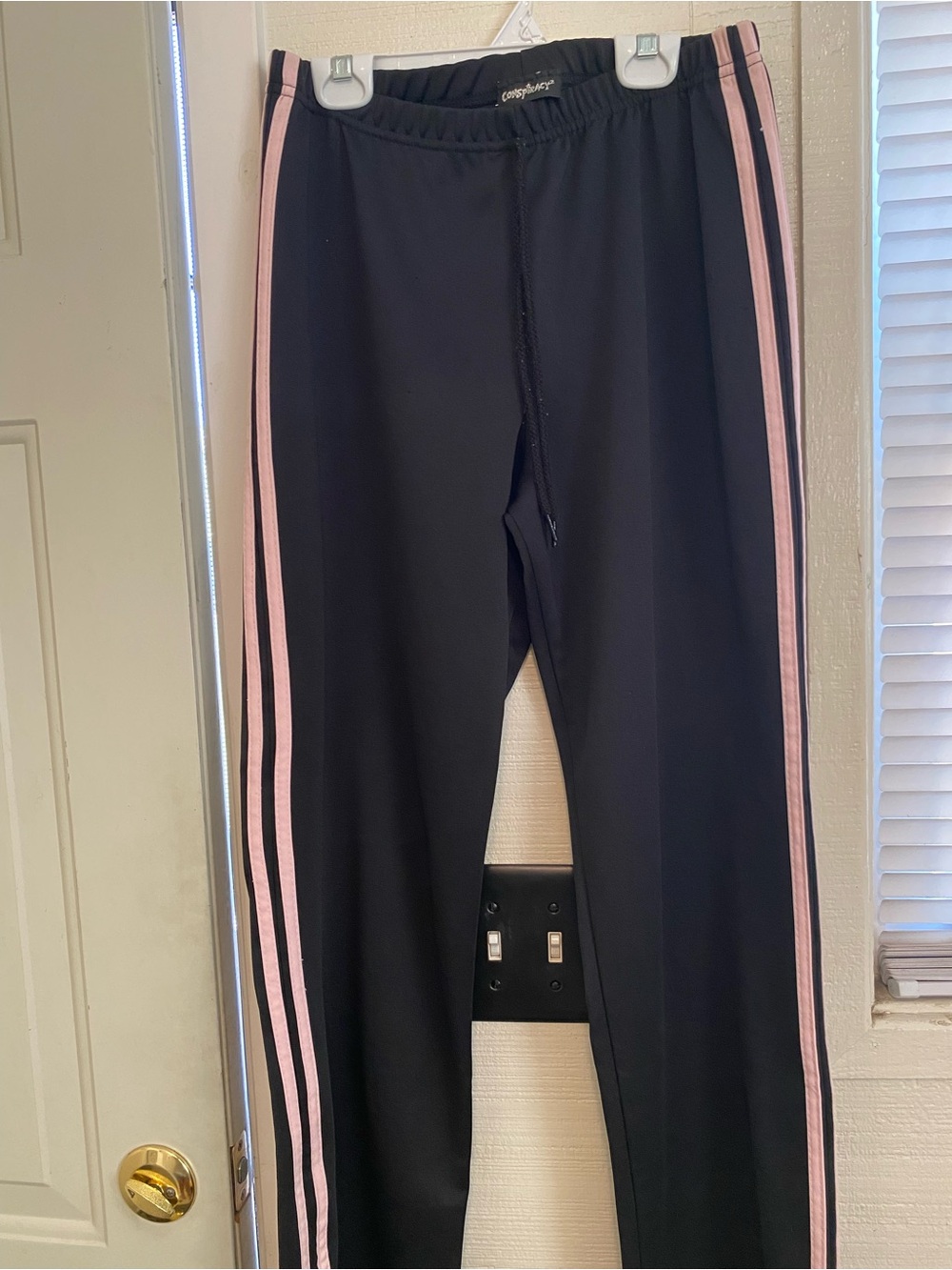 Black Joggers with Pink Side Stripes -size large juniors size small women’s